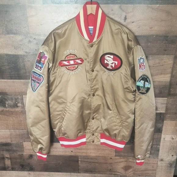 VTG NFL Super Bowl 19 Champions San Francisco 49ers Gold Bomber Starter Jacket - Picture 1 of 17